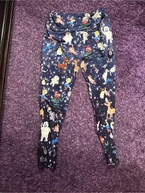 Women’s Navy Holiday Rudolph, Bumble, Yukon Character Print Leggings Size TC